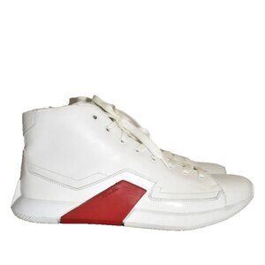 $1200 Prada Linea Rossa Hi Top Sneakers Men’s Tennis Shoes WHITE 10 (MG15)